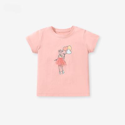 Summer New Children's Short-sleeved T-shirt Pure Cotton Girls Mesh Printed Tops Children's Clothing