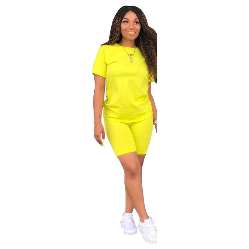 Solid Color Round Neck Neck T-shirt Shorts Set Pure Color Crew Neck T-shirt Shorts Set