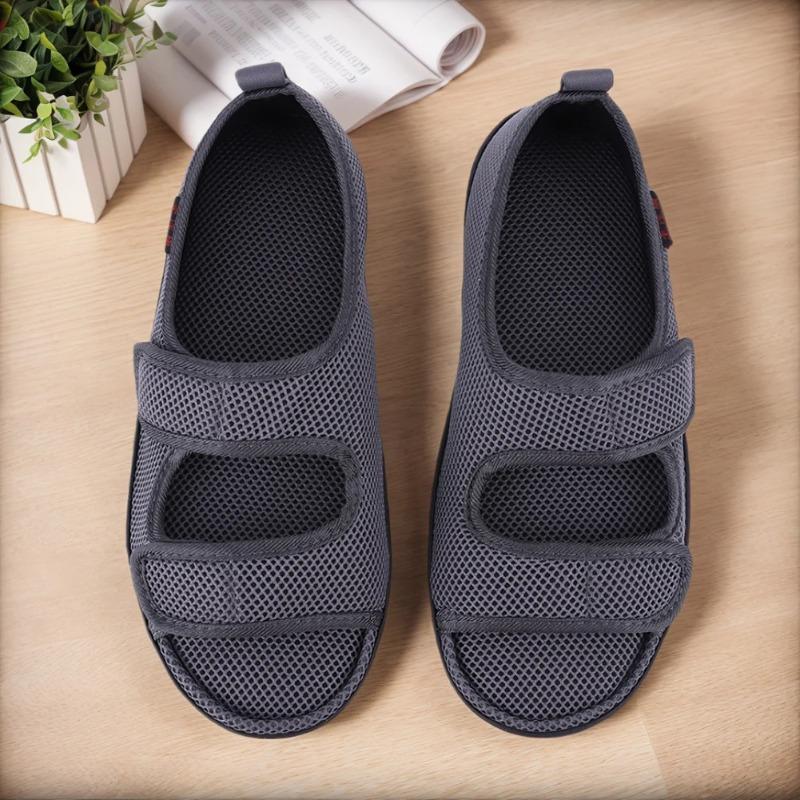 Diabetic Sandals Adjustable Hook Loop Walking Sandals Wide Feet Swollen Shoes Elderly Swelling Sensitive Feet