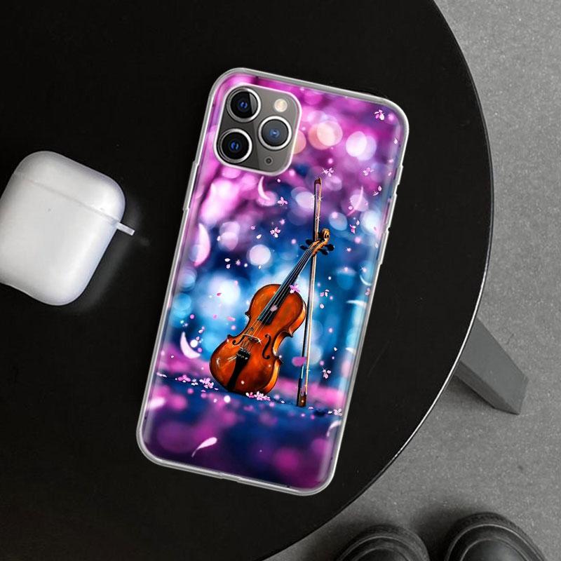 Music Violin Phone Case Cover for iPhone 11 12 13 Mini 14 15 Plus 16 Pro Max 17 Air 7 8 + SE Art Customized Fundas 11 12 13 Mini