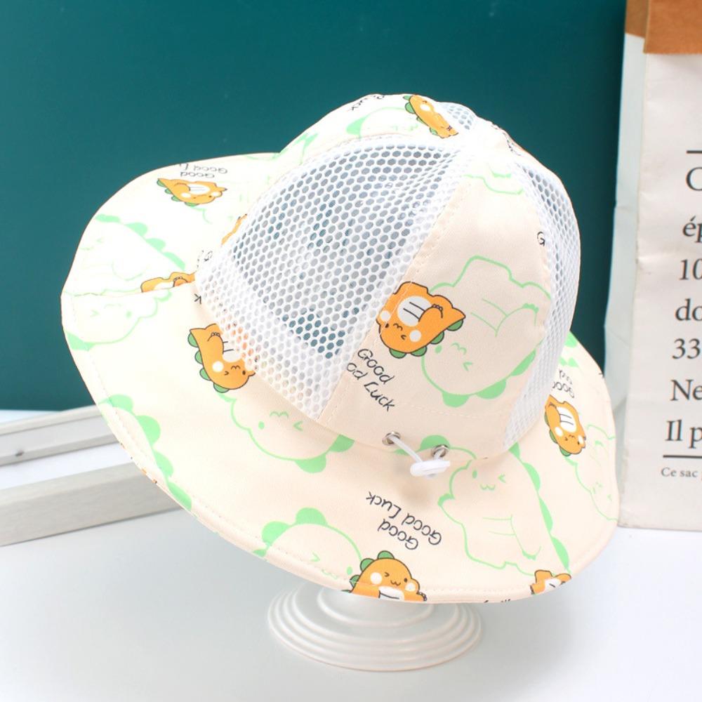 

Cartoon Baby Sun Hat Dinosaur Print Fisherman Cap Cute Beach Cap Summer жёлтый