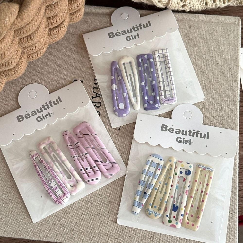 4-Pack New Candy Cream Color Children's Hair Clips Square Water Drop Bangs Girls' Hair Accessories Clips Clips Hairpins