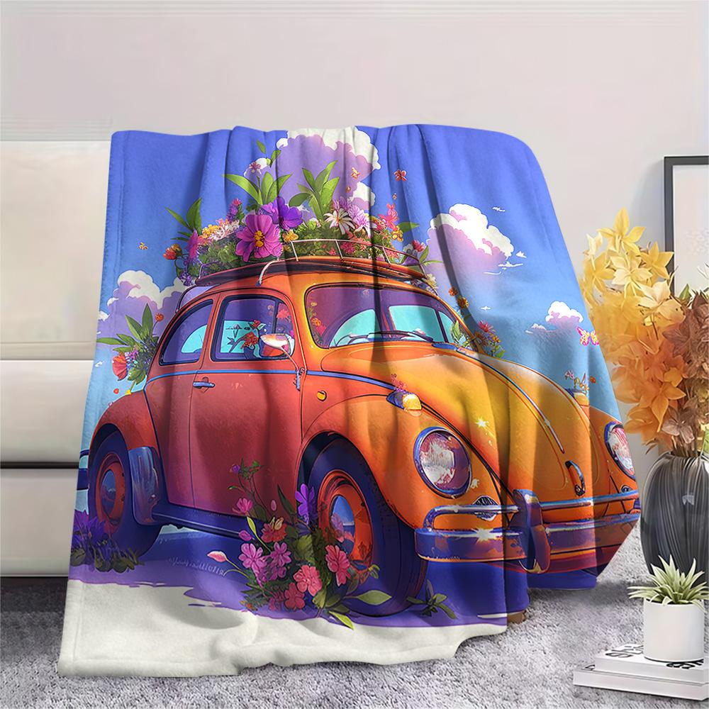 Car Print Flannel Blanket, High quality Comfortable for All Seasons, Home Decor, Warmth and Comfort, Perfect for Christmas Gifts