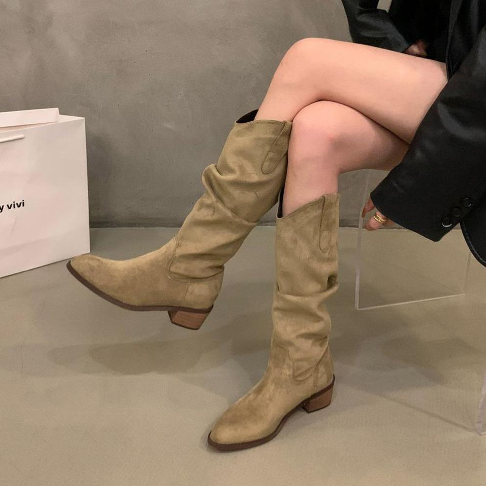 

Women boots autumn and winter new V neck Meilad over the knee pointed stacking for Adult Women Elegant Style 39
