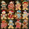 12-36Pcs Cute Cartoon Gingerbread Man Ornaments Xmas Tree Wooden Hanging Pendants 2025 Xmas Party Home Decoration Kids Gift