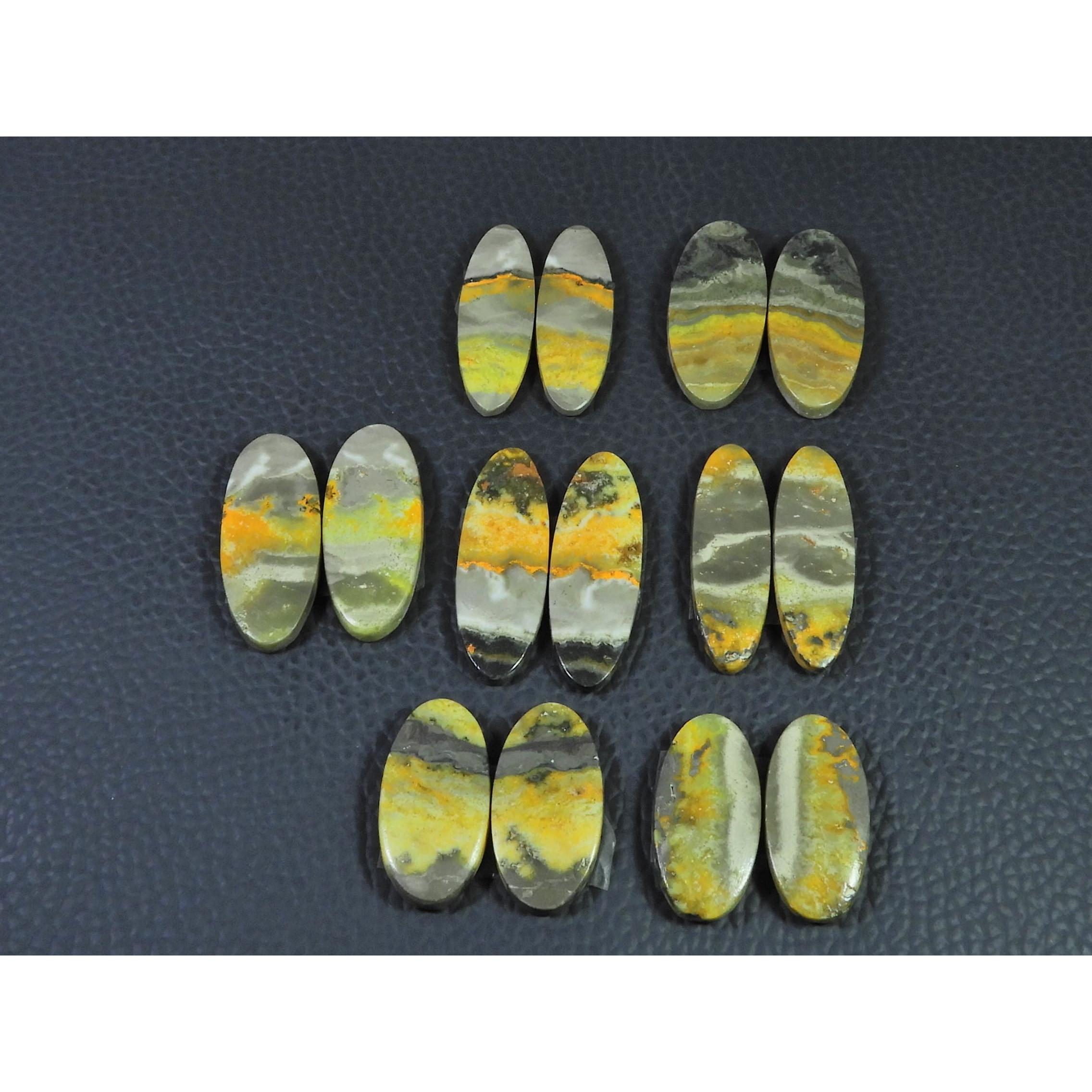 130Cts.Natural Bumble Bee Jasper Matched Pair Oval Loose Gemstone 07Pair Lot C-2216