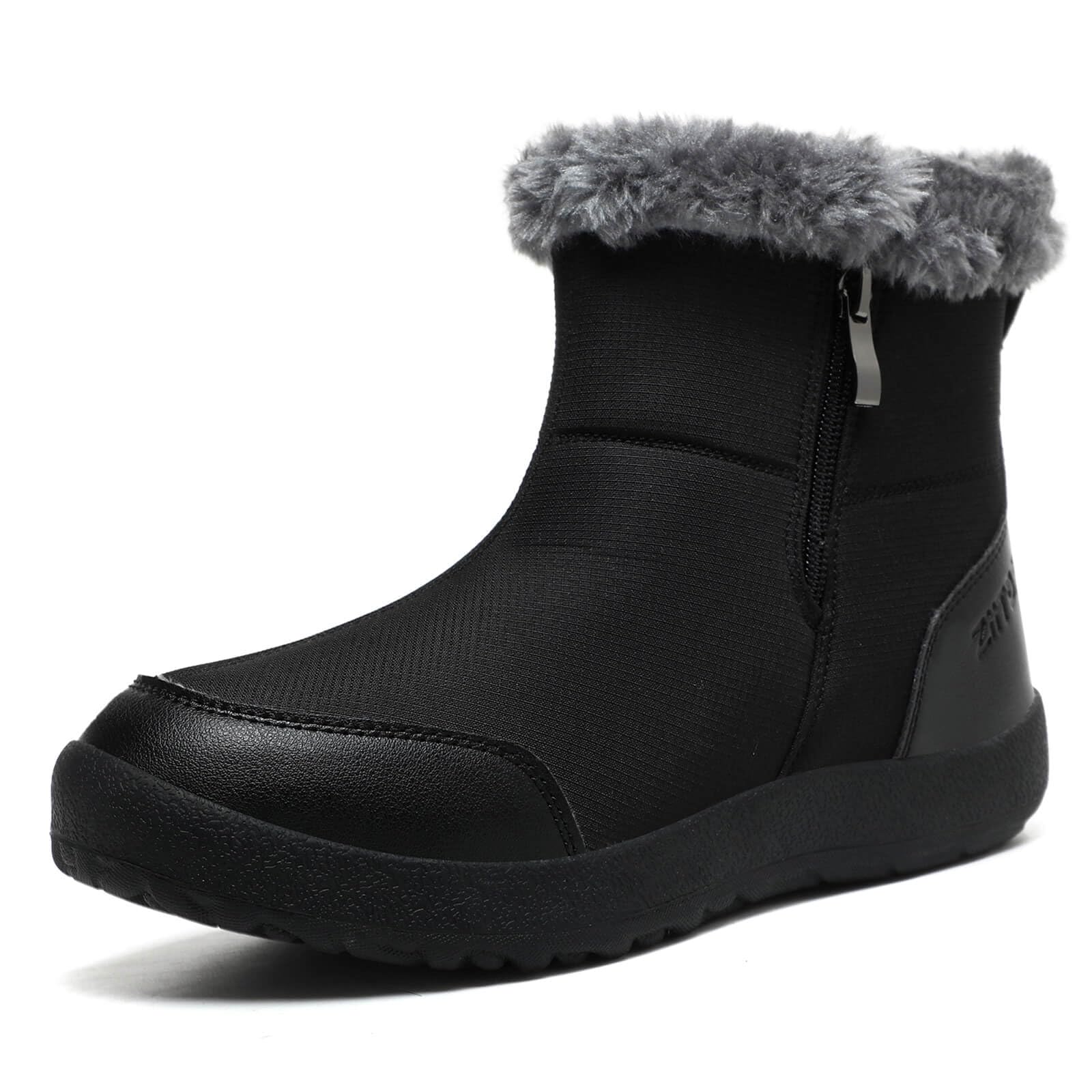

Ziitop Lightweight Short Snow Boots with Warm Thick Casual Winter Boots for Commuting and Easy to Put On and Take Off Women s Fleece-Lined Waterproof, чёрный