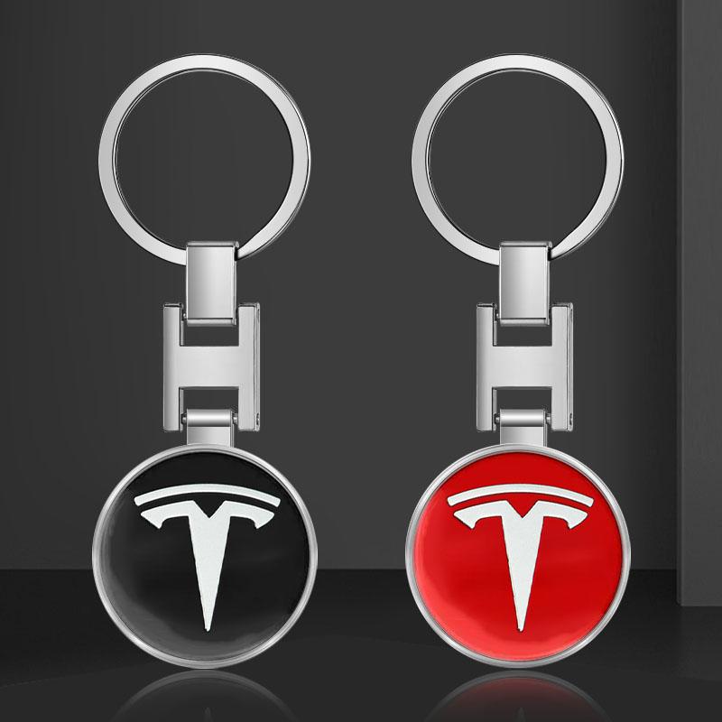 1Pcs Car Emblem Keychain Key Ring Accessories For Tesla Model 3 Model X S 2016-2023  Model Y Decals TM3 TMX