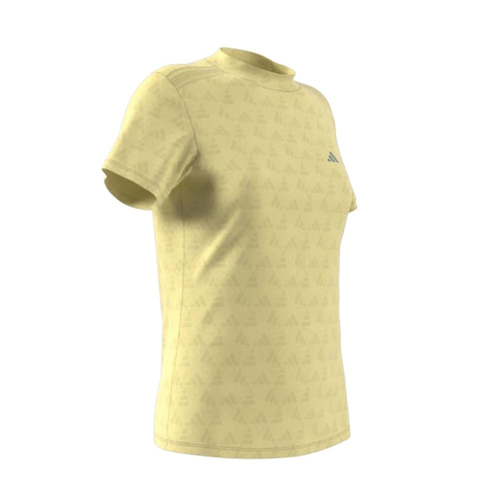 Golf BOS Logo Embossed Mock Neck Short Sleeve Powder Yellow [Adidas Golf] Women's Shirt,
