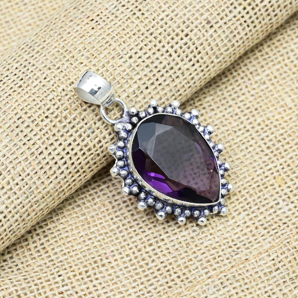 Amethyst Gemstone Handmade 925 Sterling Silver Adorable Pendant For Thanksgiving Gift