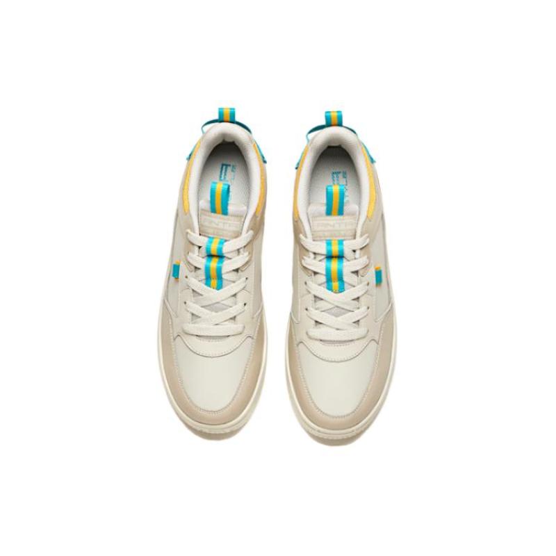 Anta Slip Resistant Waterproof Low Top Skateboard Shoes Men's White Gray Sneakers 912228066-1