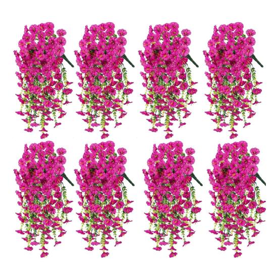 8Pcs Simulated Flowers 5 Forks 69 Purpose Outdoor UV Resistance Hanging Artificial Morning Glory Low Maintenance Plastic Flowers