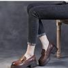 Women's Spring and Autumn Thick-heeled Thick-soled Loafers British Style Retro Soft Leather Shoes