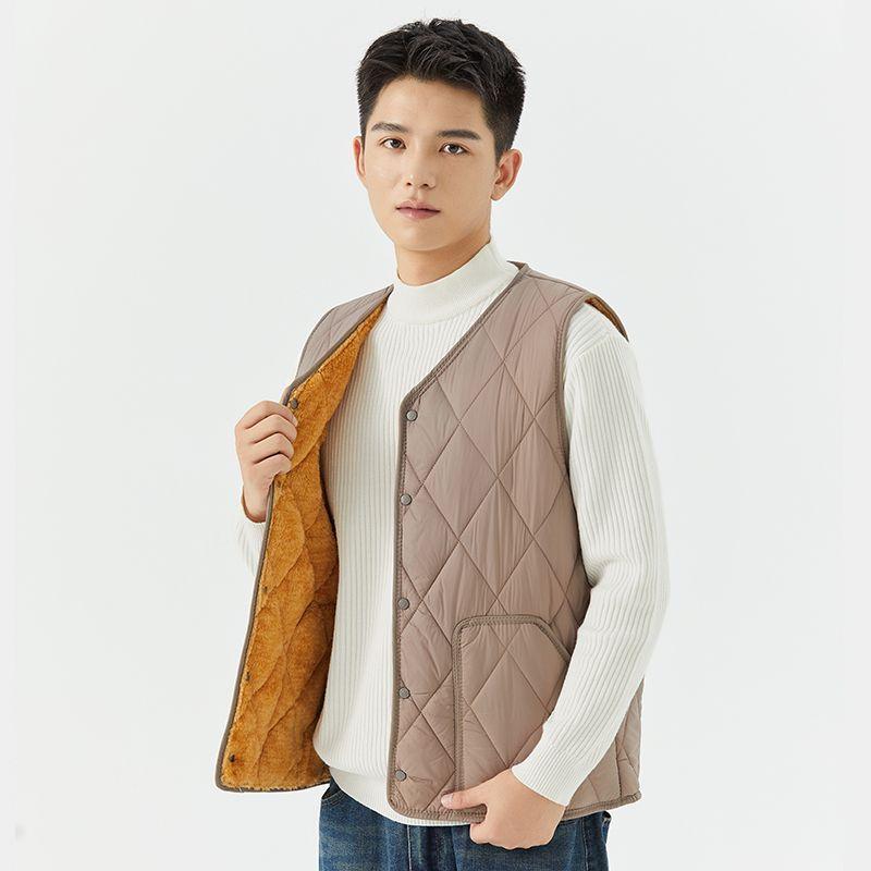 

Чоловічий вельветовий бавовняний жилет, утеплений, короткий стиль, для носіння всередині та зовні, студентський жилет L хакі