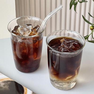 Cold Coffee Cups  Aesthetic Glass Cup Water Bottle Glasses for Drink Decorative Drinkware Cold Coffee Mug Cocktail Glass