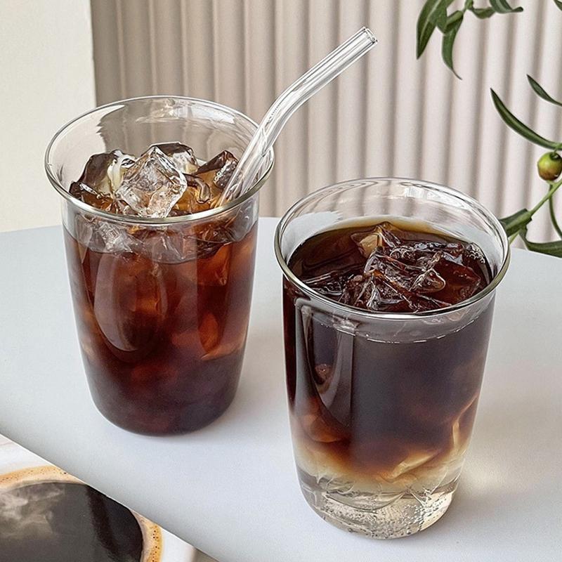 Cold Coffee Cups  Aesthetic Glass Cup Water Bottle Glasses for Drink Decorative Drinkware Cold Coffee Mug Cocktail Glass