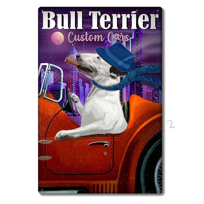 Funny Bull Terrier Dog Pet Bath Soap House Vintage Plaque Poster Tin Sign Wall Decor Hanging Metal Decoration 8x12 Inch