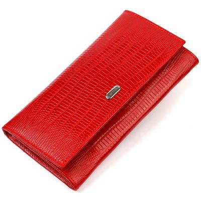 Bright Wallet for Women Made of Genuine Textured Leather CANPELLINI 21823 Red
