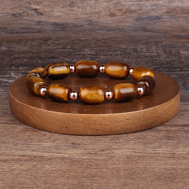 Natürlicher facettierter Tigeraugenstein Reiki-Armbänder Herren Mode Energie Hämatit-Perlen Armbänder für Frauen Seelen Schmuck Geschenk Pulsera