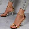 2025 Fashion Women's High Heels Sandals Thin Heels Heel Wrap One-length Strip Shoes Women Leisure Dress Sexy Sandalias De Mujer