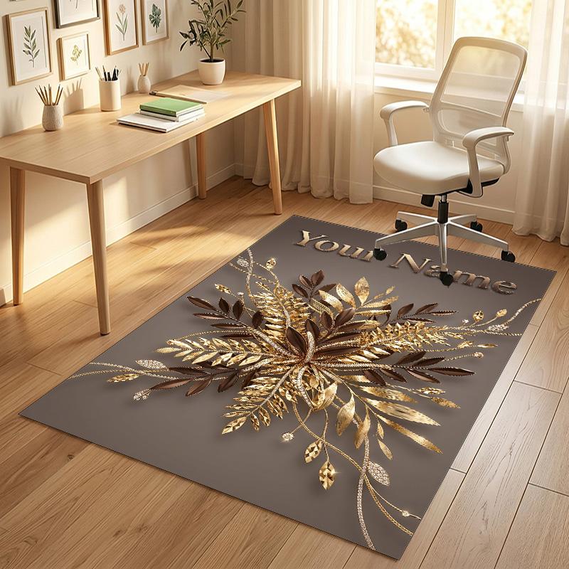 Alfombra de Terciopelo de Cristal con Temática de Jardín Floral Alfombrilla Suave Personalizada con Nombre y Texto Decoración del Hogar
