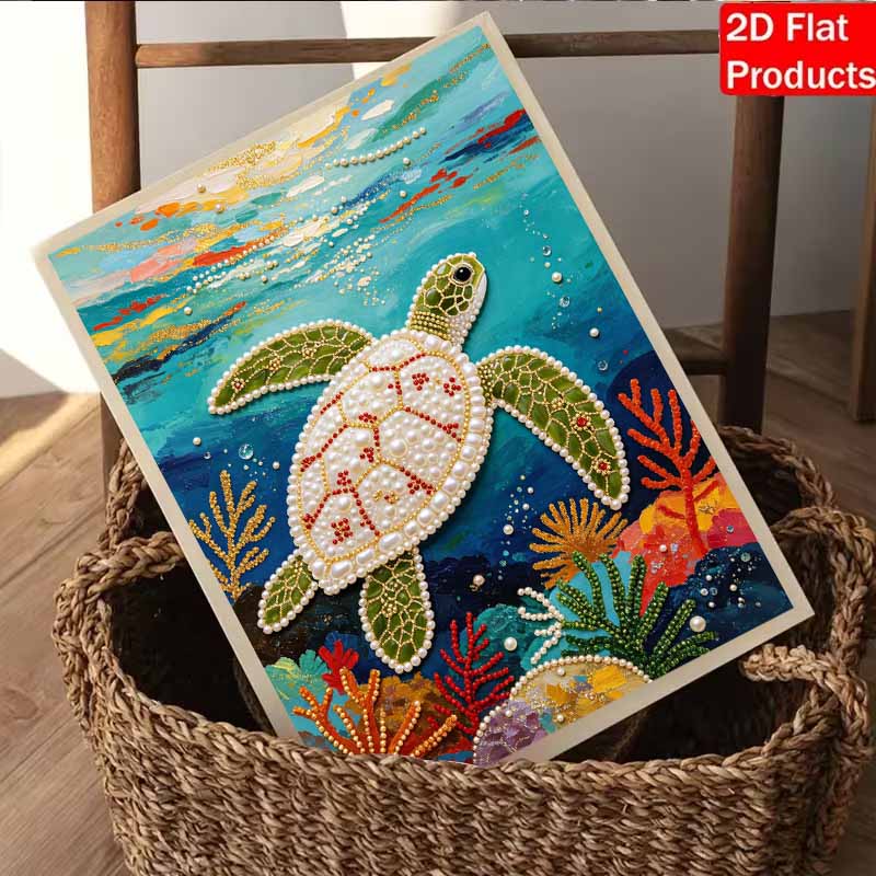 Pearl Painting Art Painting Kit for Adults and Beginners, Sea Turtle Sparkling Painting Craft Home Wall Decor Handmade Gift Idea