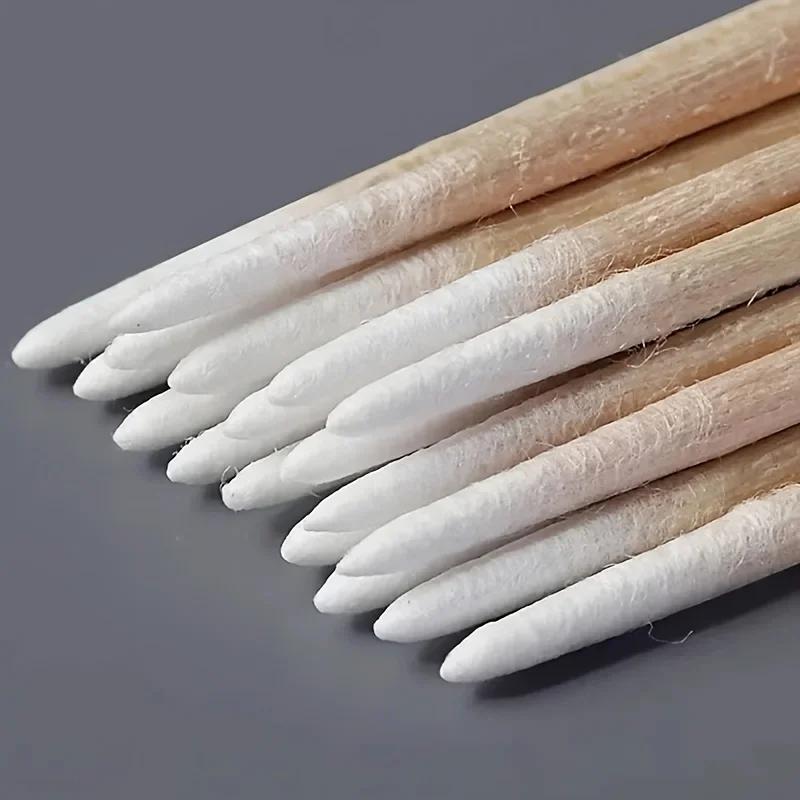 Wooden Nail Sticks & Swabs - White Alcohol-Free Nail Polish Remover Tools for Precision Detailing,Salon & Manicure Accessories