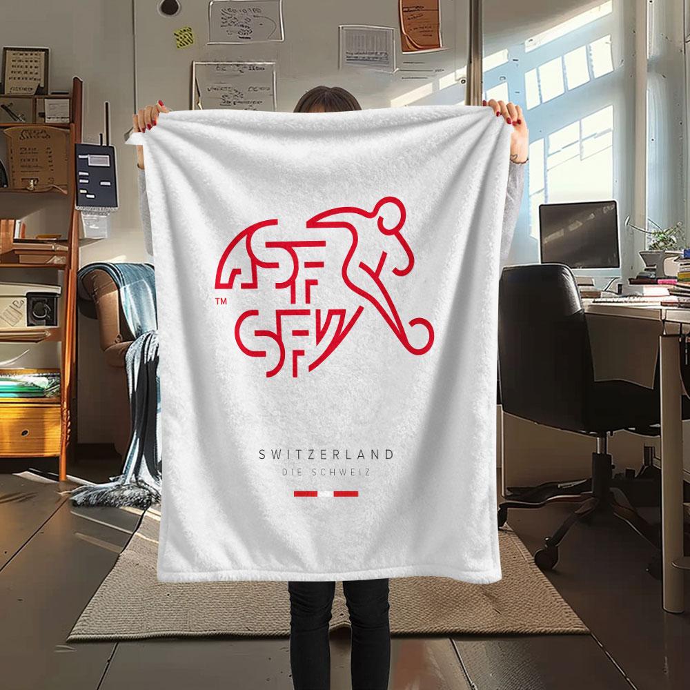 Coperta in Flanella Stampata Nazionale Svizzera, morbida coperta per camera da letto divano, lavabile, merchandising per tifosi di calcio, ottimo regalo.