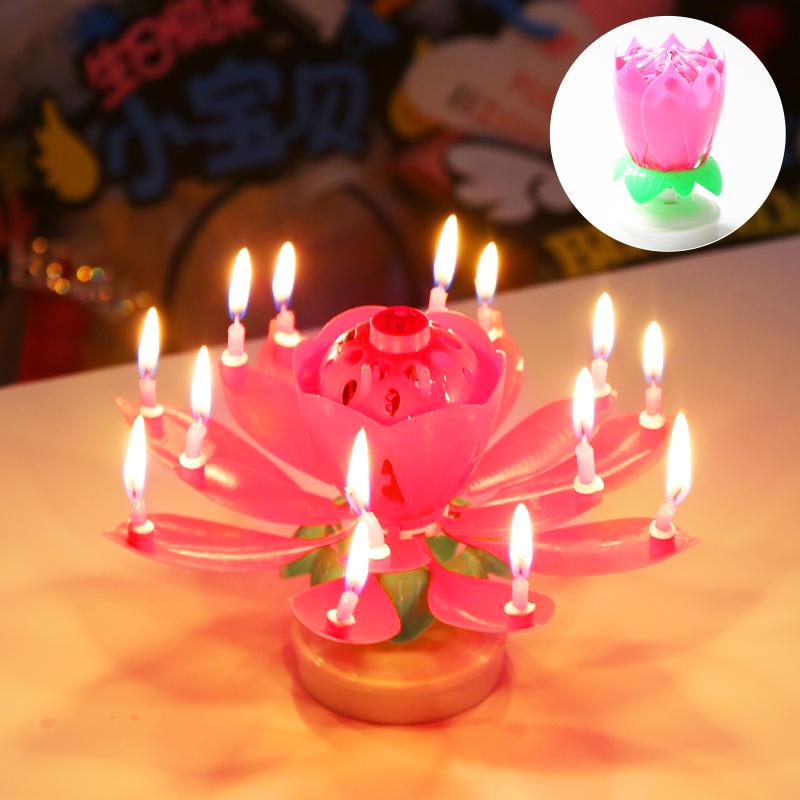 Musical Rotating Lotus Birthday Cake Candle - Sings & Blooms, Perfect for Kids & Celebrations