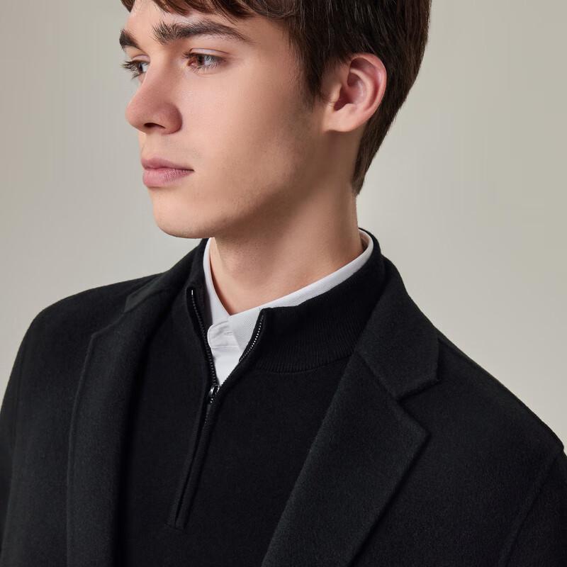 EMZ Erdos Men's 100% Wool Mid-Length Double-Faced Overcoat