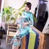 Elegante Abito Cheongsam Manica Corta Taglie Forti - Moda Retrò per Passerella e Uso Quotidiano