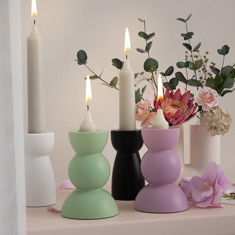 Portacandele in Resina Stampo in Silicone Semicerchio Stampo Geometrico Adatto per Portacandele in Epossidico Decorazione Tavola Familiare