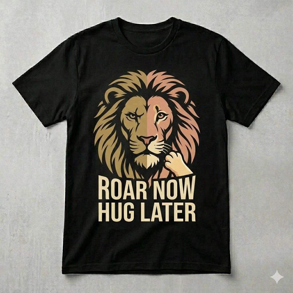 Roar Now Hug Later Lion Dad Shirt Funny Father’s Day Dad Gift Tee XL