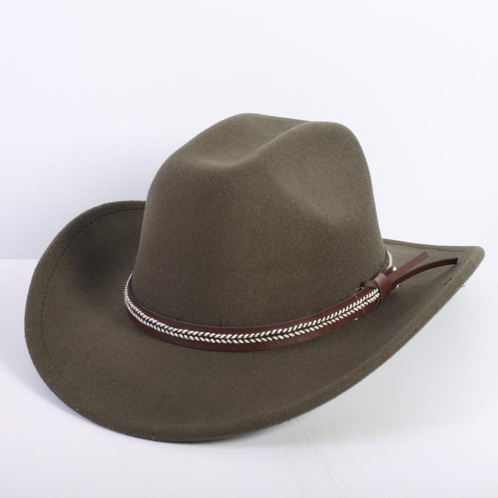 Beliebte europäische und amerikanische Mode OL-Stil einfarbiger Cowboyhut Herren und Damen High-End Zylinder Jazzhut Filzhut