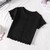 Girls' Thin Short-sleeved T-shirt Summer Children's Casual Loose Medium and Small Children's Solid Color Short-sleeved Top