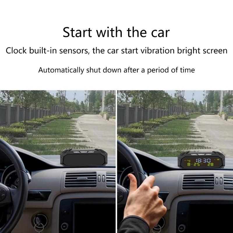 Solar Powered Car Clock Universal Multifunction Electronic Clock Wire Free