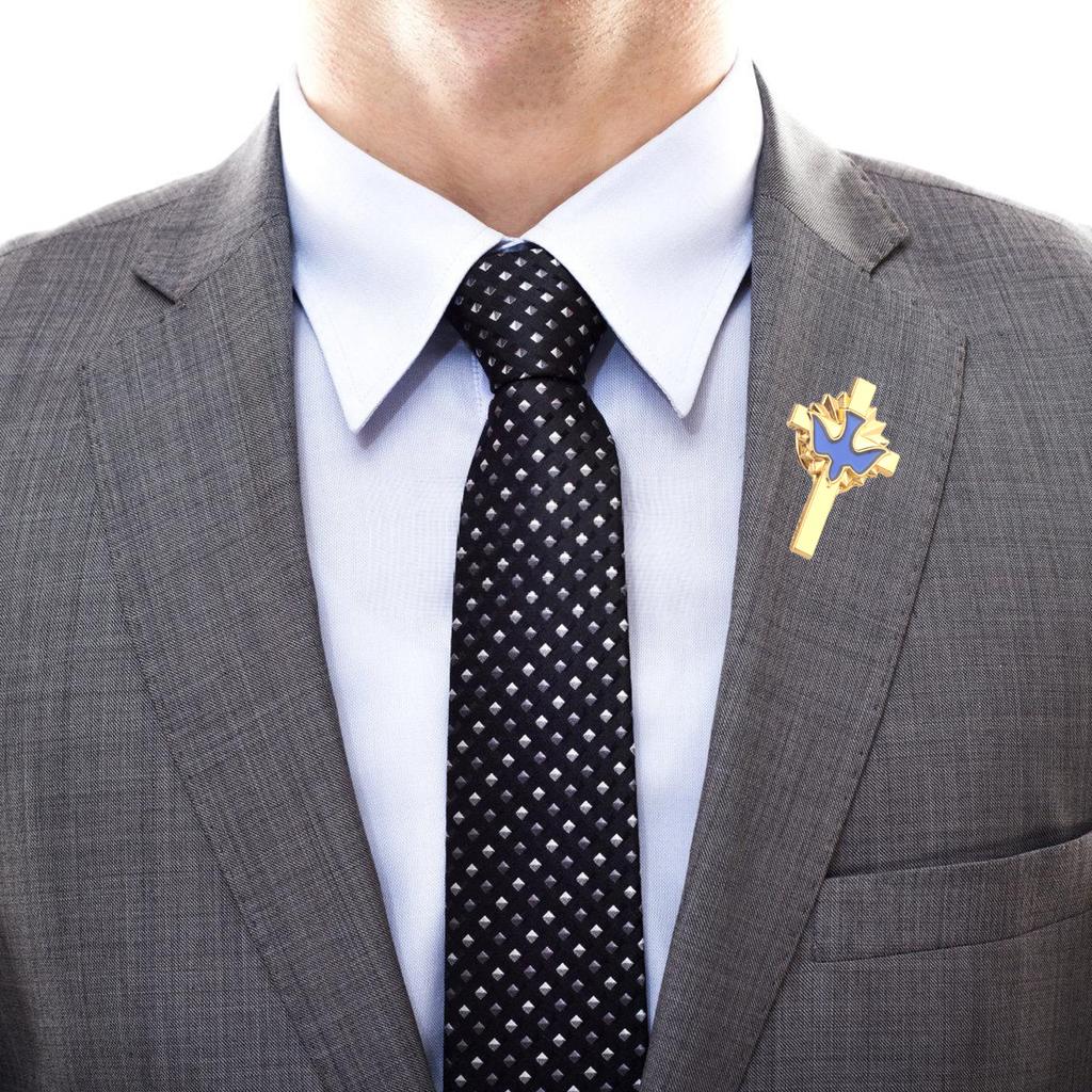 Elegant Dove Cross Lapel Pin Unique Dove Crosses Brooch Adornment Individualized Badge Pin for Daily Wear