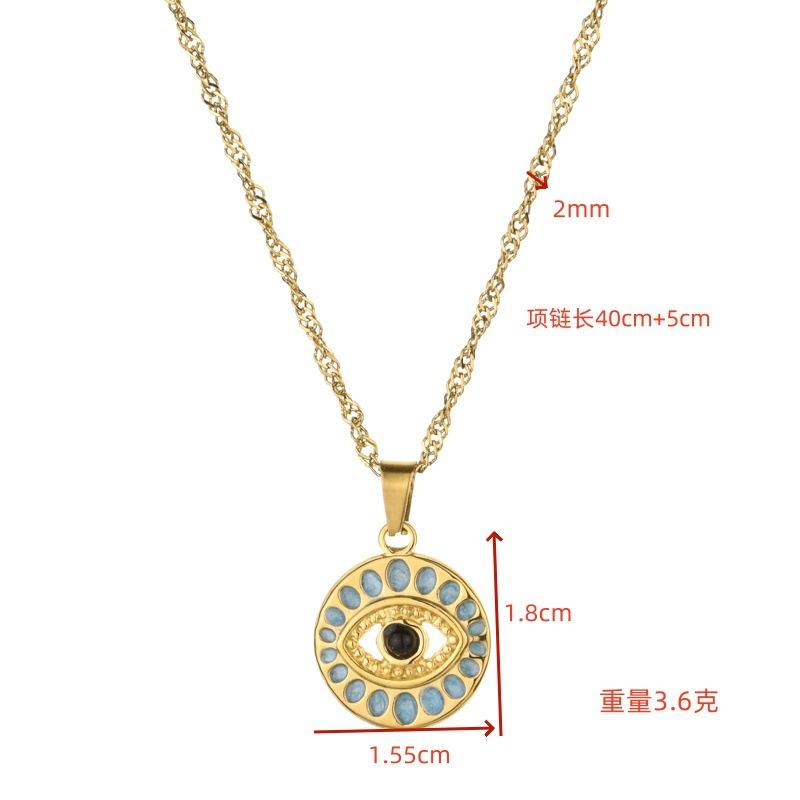 Women Stainless Steel Devil Eye Pendant Clavicle Necklace Light Luxury Versatile Fashion Jewelry