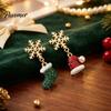 Charming Winter Theme Earrings 1 Pair Christmas Earrings, Sparkling Snowflake Red Santa Hat Green Fashion Jewelry for Holiday Season Stocking