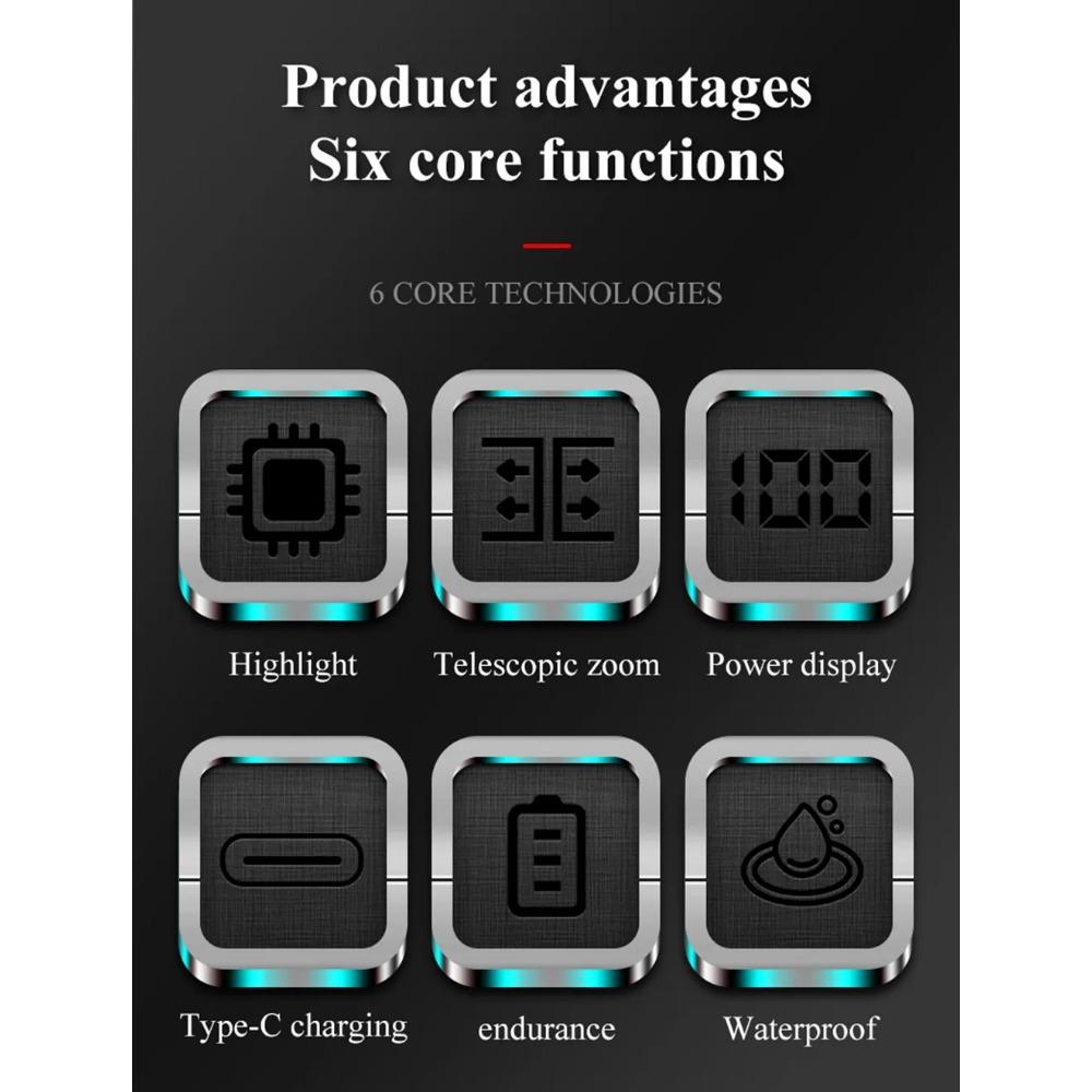 Torcia a LED ad alta potenza a lungo raggio super potente Torcia ultra potente Lampada potente Torcia ricaricabile Lanterna tattica Impermeabile