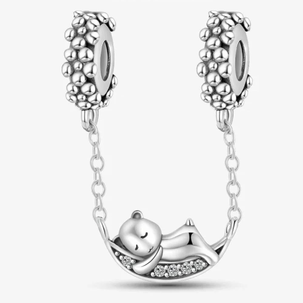 New In Color Zircon Angle Round Clip Bead Fit Pan Original Bracelet Women Copper Safety Chain Jewelry Gift