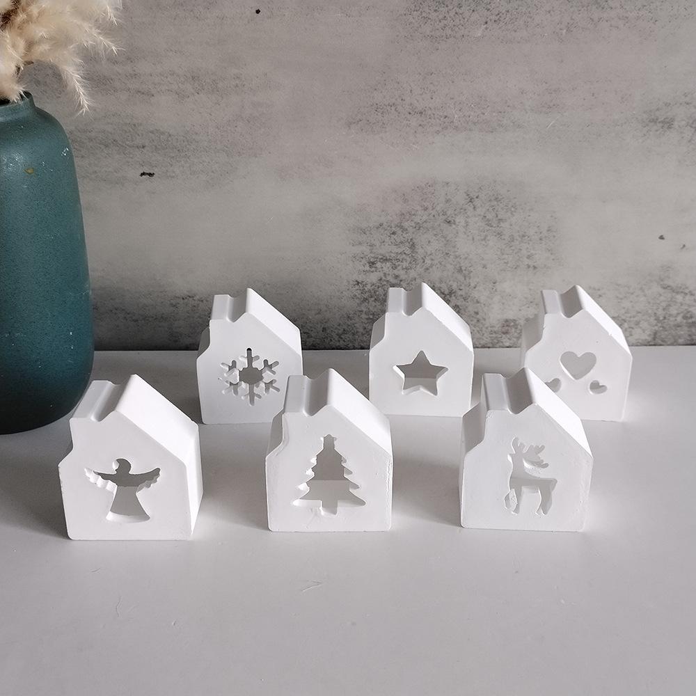 Forma silikonowa 3D Mały domek w stylu skandynawskim 6-dołkowa Forma na świece w kształcie domku Mini domki Forma gipsowa Betonowa Cementowa Forma do aromatycznego mydła