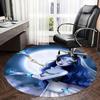 Elegant Blue Butterfly Moon Chair Mat   Round Carpet for Home Decor, Office Use, Living Room, Bedroom, Gift Idea0146b