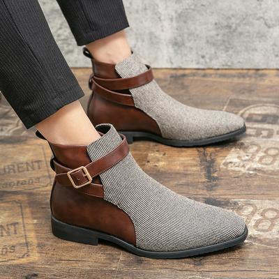 2024 Nowe Retro Buty dla Mężczyzn Jesień Zima Męskie Buty Skórzane Casual Płaskie Botki Modne Wieżowe Klamry Męskie Krótkie Buty