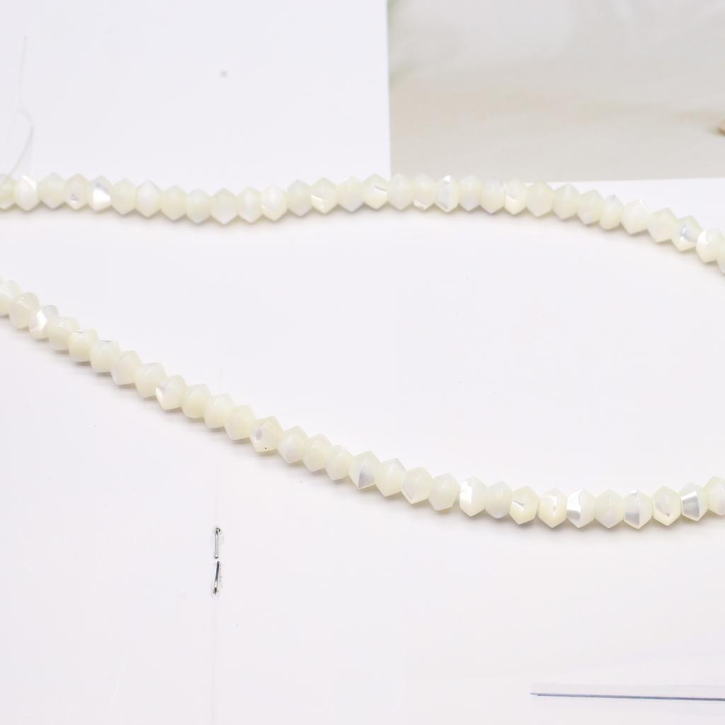 1String, White Yellow Natural Shell Beads for Jewelry Making DIY Necklaces, Bracelets Anklets Accessory, Unique Gifts for Halloween, Christmas 38cm