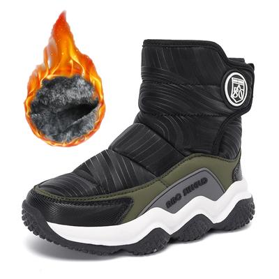 28-39 Invierno para Niños Moda Grande Suela Gruesa Exterior Caña Alta Felpa Cálido Algodón Botas Botas de Nieve