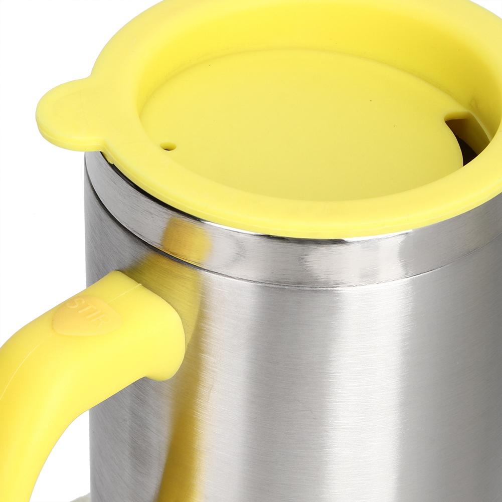 400ml Stainless Steel Electric Automatic Mixing Coffee Cup Self Stirring MugYellow 400ml