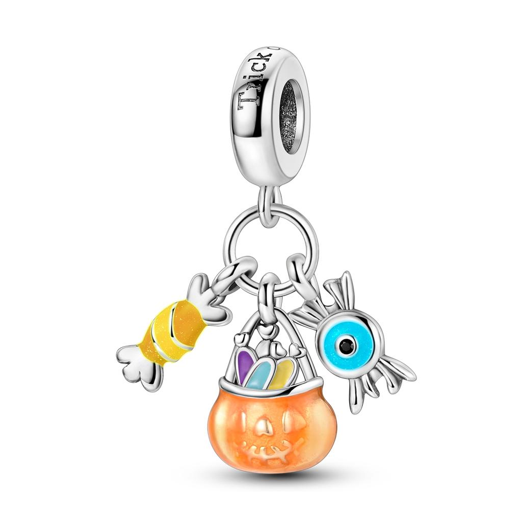 Halloween Charms Bead Pendant Copper Pumpkin Witch Doll Skeleton Mummy Candy Charm Fits Bracelet Necklace Jewelry
