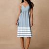 Women's Spaghetti Strap Backless Bow Loose Casual Beach Vacation Striped Printed Dress Sundress