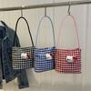 Plaid new cartoon cute shoulder bag female college students class shopping casual Hello Kitty versatile